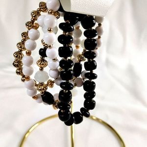 A&I  Black / White / Gold Stretch Bracelets Four Pack NWT